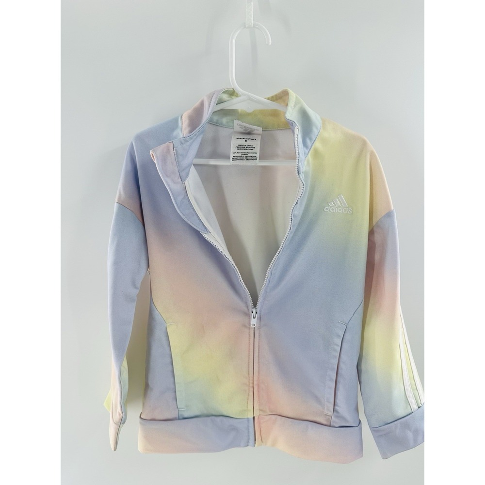 ADIDAS Track Suit Jacket Zip Up Ombre‎ Pastel Rainbow Tie Dye Size 5 Toddler